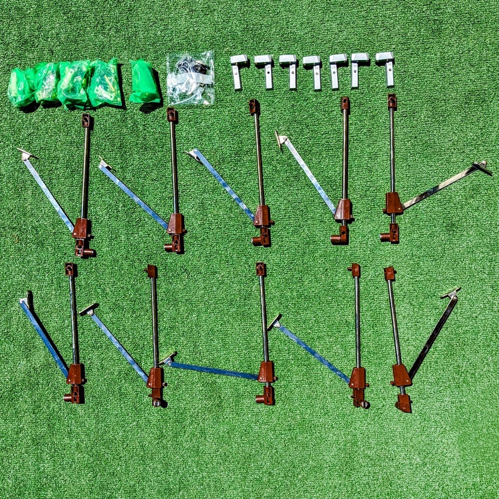 10 Vintage ONI West Germany Sliding Adjustable Drop Leaf Metal Supports Set NOS